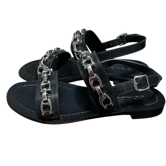 Coach Eden Sandal flat sandals featuring a double-band design with chains 6.5 - Picture 4 of 6